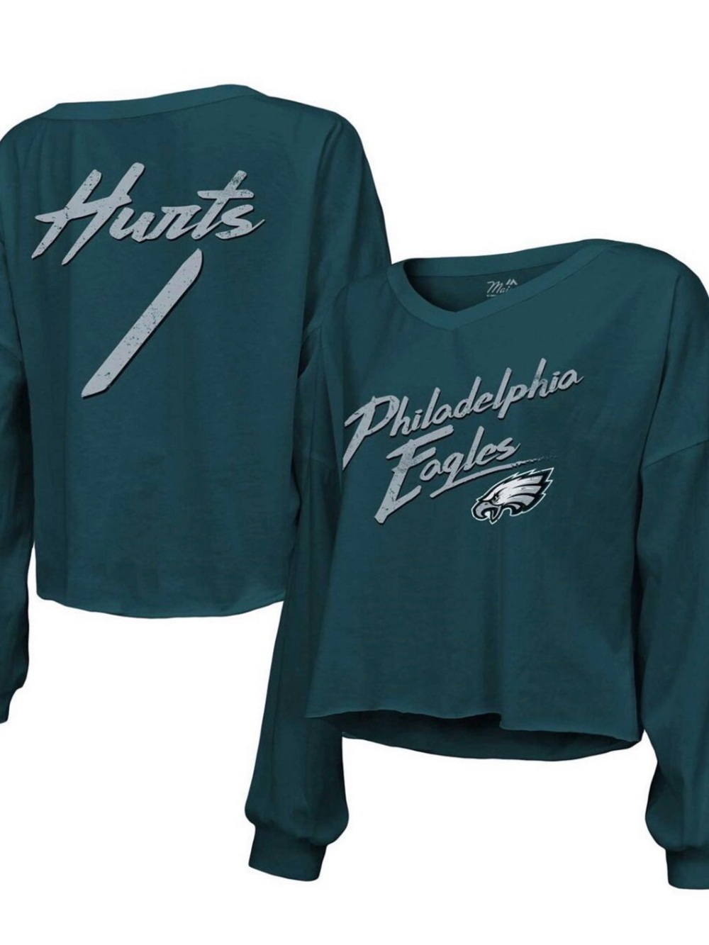 Philadelphia Eagles 'Hurts' Teal Cropped Sweatshirt
